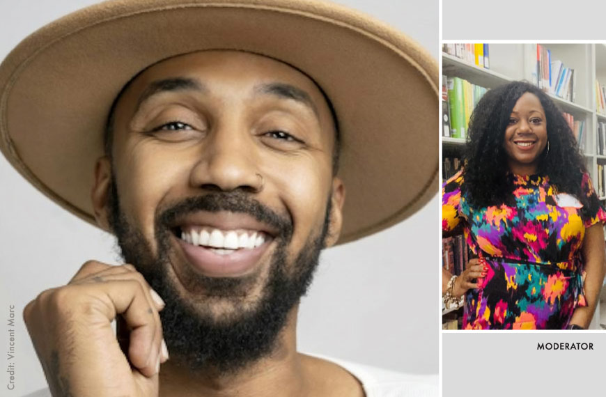 Photo of George Matthew Johnson (credit: Vincent Marc) and moderator Elisa Anais Garcia