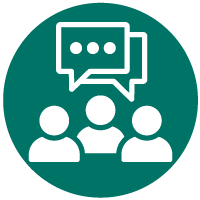 Community Outreach and Engagement people discussing icon